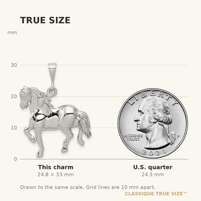14K White Gold Horse Charm, 33 x 25mm