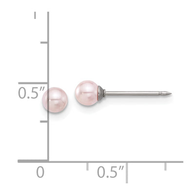Inverness Stainless Steel Pink Glass Pearl Post Earrings