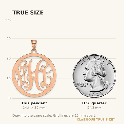 Sterling Silver/Rose-plated Large Round Monogram Pendant