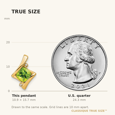 14K Peridot and Diamond Pendant, 15.7 x 11.1mm
