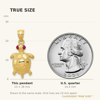 14K Turtle with Ruby Eyes Pendant