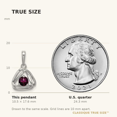 14K White Gold Rhodolite Garnet Triangle Pendant