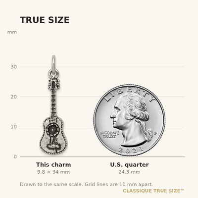 Sterling Silver Antiqued Acoustic Guitar Charm