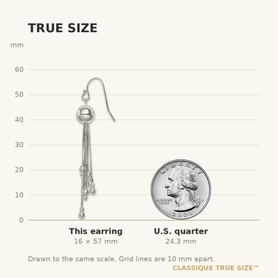 Sterling Silver Shepherd Hook Earrings, 57 x 8mm