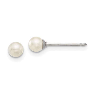 Inverness Stainless Steel Glass Pearl Post Earrings