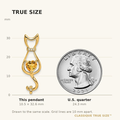 14K Citrine and Diamond Cat Pendant