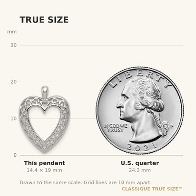 14K White Cut-Out Heart Pendant