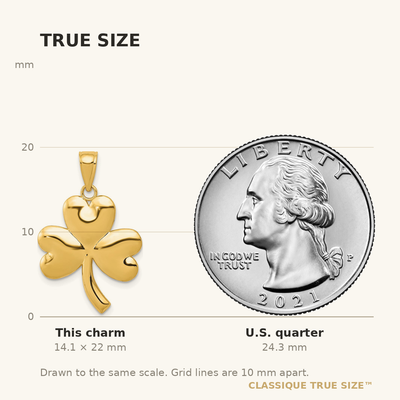 14K Shamrock Charm, 22 x 19mm