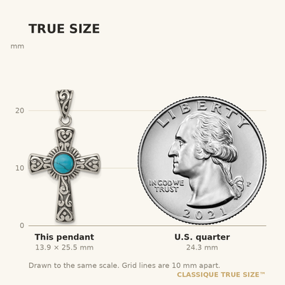 Sterling Silver Antiqued Recon Turquoise Cross Pendant