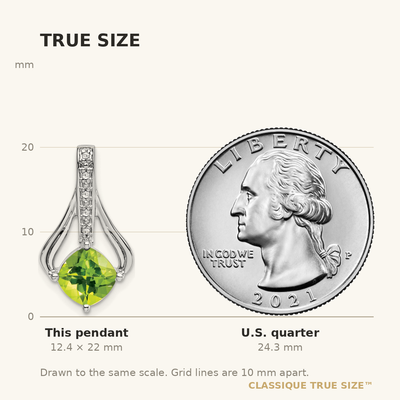 14K White Gold Peridot and Diamond Pendant, 22 x 12.4mm