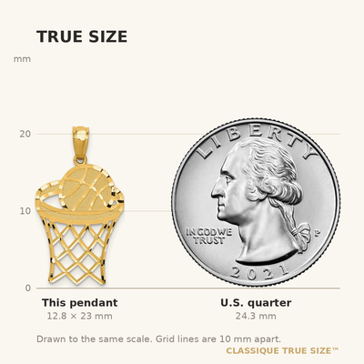 14K Yellow Gold Basketball Pendant