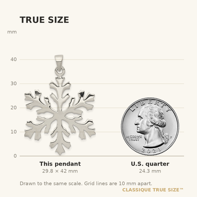 Sterling Silver Snowflake Pendant, 42 x 30mm
