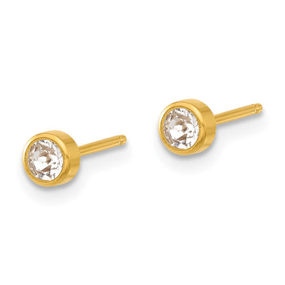 Inverness 14K Polished Crystal Bezel Post Earrings