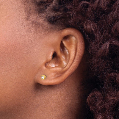 Inverness 14K Polished Crystal Bezel Post Earrings