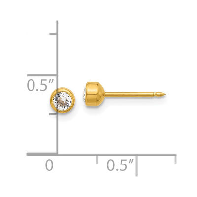 Inverness 14K Polished Crystal Bezel Post Earrings