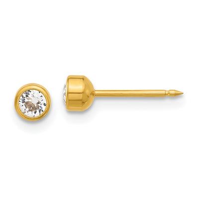 Inverness 14K Polished Crystal Bezel Post Earrings