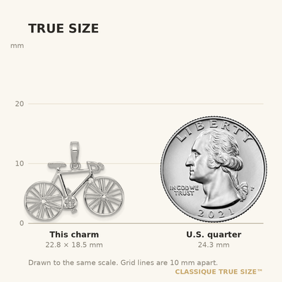 14K White Gold Polished Bicycle Charm