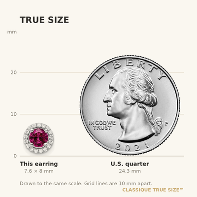 Brilliant Embers Sterling Silver Rhodium-plated 34 Stone CZ and Red Corundum Post Stud Halo Earrings