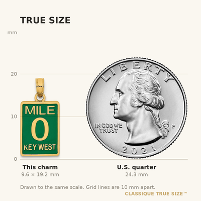 14K Enamel Mile Marker 0 / Key West Charm, 19.25 x 10mm
