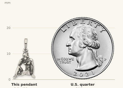 True size: Sterling Silver Antiqued Virgo Zodiac Pendant shown next to a US quarter (24.3 mm)