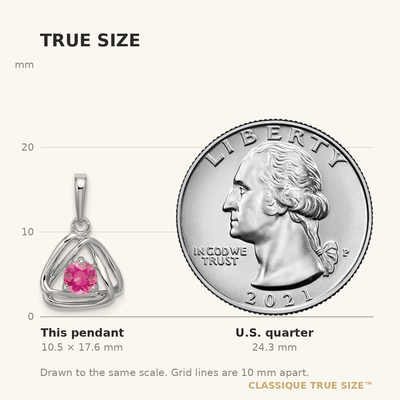 14K White Gold Pink Tourmaline Triangle Pendant