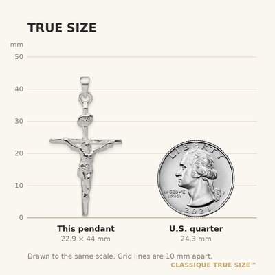 Sterling Silver Inri Crucifix Pendant, 44 x 21mm