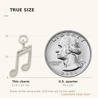 Sterling Silver Music Notes Charm, 22 x 15mm