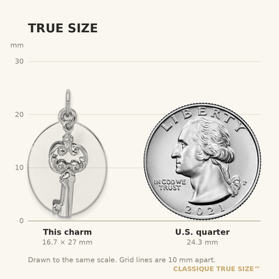 Sterling Silver Rhodium-plated key Charm