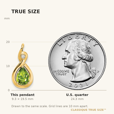 14K Pear Peridot and Diamond Pendant, 19.5 x 9.4mm