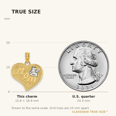 14K w/Rhodium MOM and Angel Heart Charm
