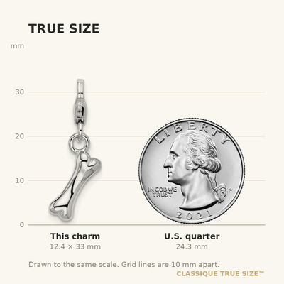 Amore La Vita Sterling Silver Rhodium-plated Polished Dog Bone Charm with Fancy Lobster Clasp