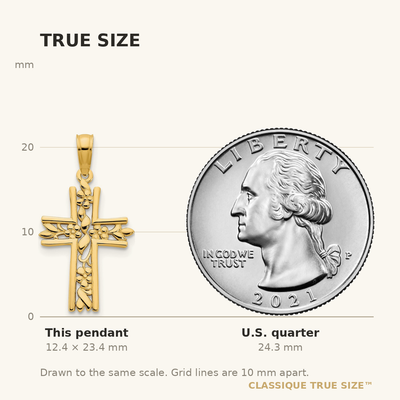 14ky Fancy Cross Pendant, 23.4 x 12.75mm