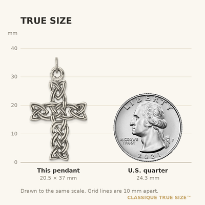 Sterling Silver Antiqued Celtic Cross Pendant, 37 x 23mm