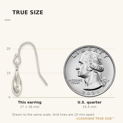 Sterling Silver Shepherd Hook Earrings, 26 x 8mm