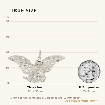 Sterling Silver Eagle Charm, 35 x 49mm