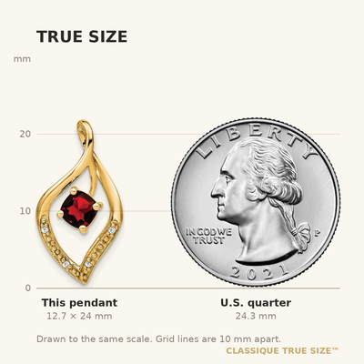 14K Garnet and Diamond Pendant, 24 x 12.75mm