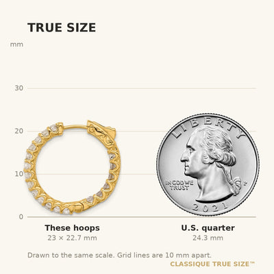14K In/Out Hoop w/ Safety Clasp Earrings