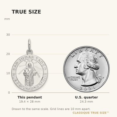 Sterling Silver Rhodium-plated Spanish St. Jude Thaddeus Medal Pendant