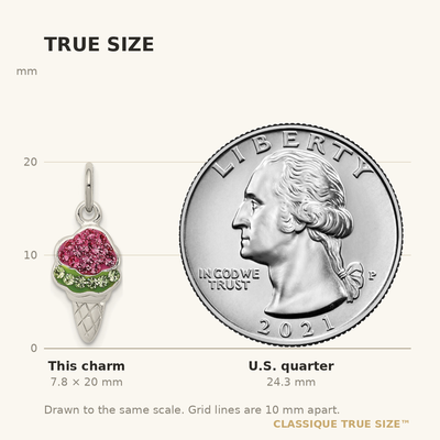 Sterling Silver Pink and Green Stellux Crystal Ice Cream Cone Charm