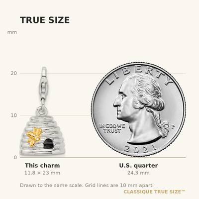Amore La Vita Sterling Silver Rhodium-plated and Gold-plated Polished 3-D Beehive Charm with Fancy Lobster Clasp