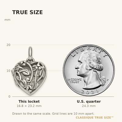 Sterling Silver Antiqued Filigree Top Polished Back Heart Locket