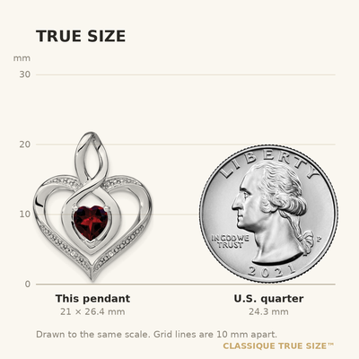 Sterling Silver Rhodium-plated Garnet and Diamond Pendant, 26.43 x 21.1mm
