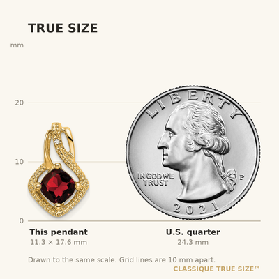 14K Garnet and Diamond Pendant, 17.6 x 11.4mm