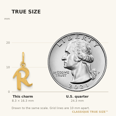 Sterling Silver Gold-tone Polished Letter R Initial Charm