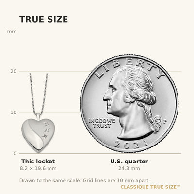 Sterling Silver Rhodium-plated Diamond Polished & Satin Heart 18in Locket Necklace & 14in Pendant Necklace Set