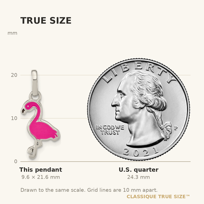 Sterling Silver Hot Pink & Black Enameled Flamingo Children's Pendant