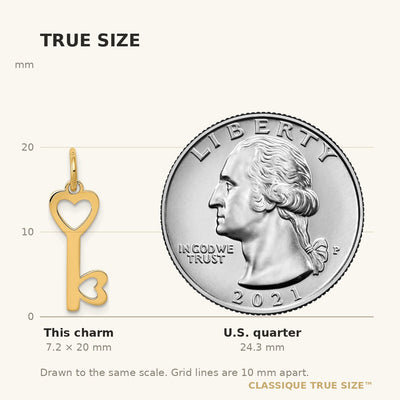 14K Polished Hearts Key Charm
