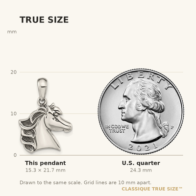 Sterling Silver Antiqued Polished Horse Pendant