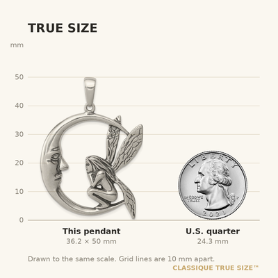 Sterling Silver Antiqued Moon/Fairy Pendant