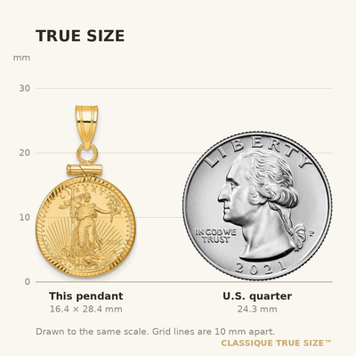 Wideband Distinguished Coin Jewelry 14ky Diamond-cut Screw Top Mounted 1/10oz American Eagle Coin Bezel Pendant